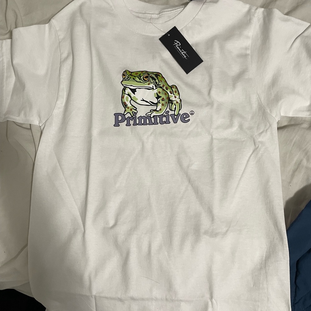 White primitive “toad” tee shirt